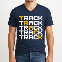 Cool Modern Track & Field Pattern V-Neck T-Shirt