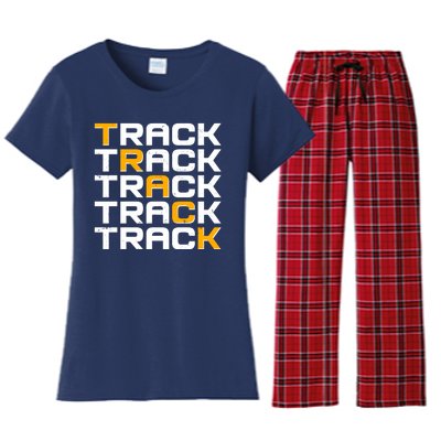 Cool Modern Track & Field Pattern Women's Flannel Pajama Set