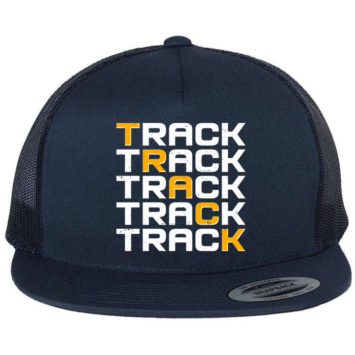 Cool Modern Track & Field Pattern Flat Bill Trucker Hat