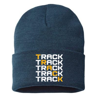 Cool Modern Track & Field Pattern Sustainable Knit Beanie