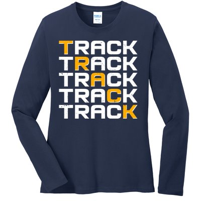 Cool Modern Track & Field Pattern Ladies Long Sleeve Shirt