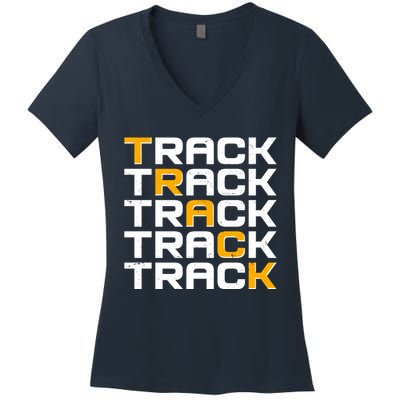 Cool Modern Track & Field Pattern Women's V-Neck T-Shirt