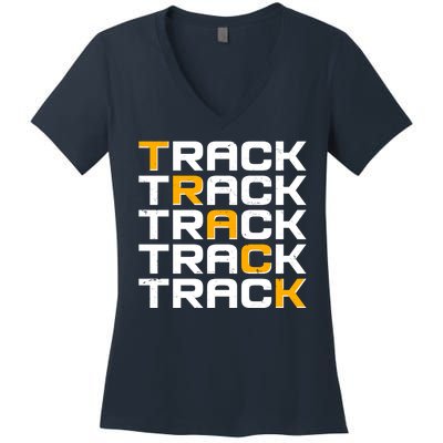 Cool Modern Track & Field Pattern Women's V-Neck T-Shirt