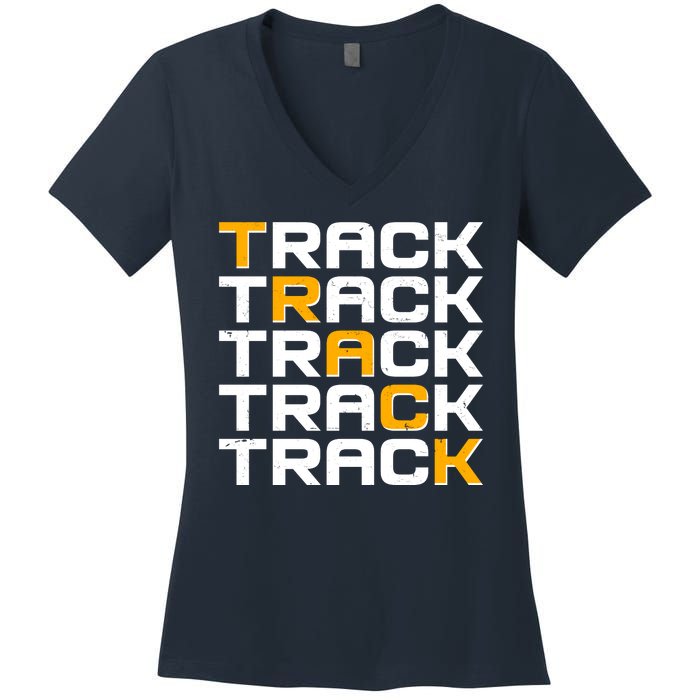 Cool Modern Track & Field Pattern Women's V-Neck T-Shirt