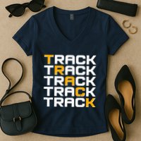 Cool Modern Track & Field Pattern Women's V-Neck T-Shirt