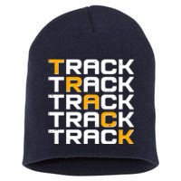 Cool Modern Track & Field Pattern Short Acrylic Beanie