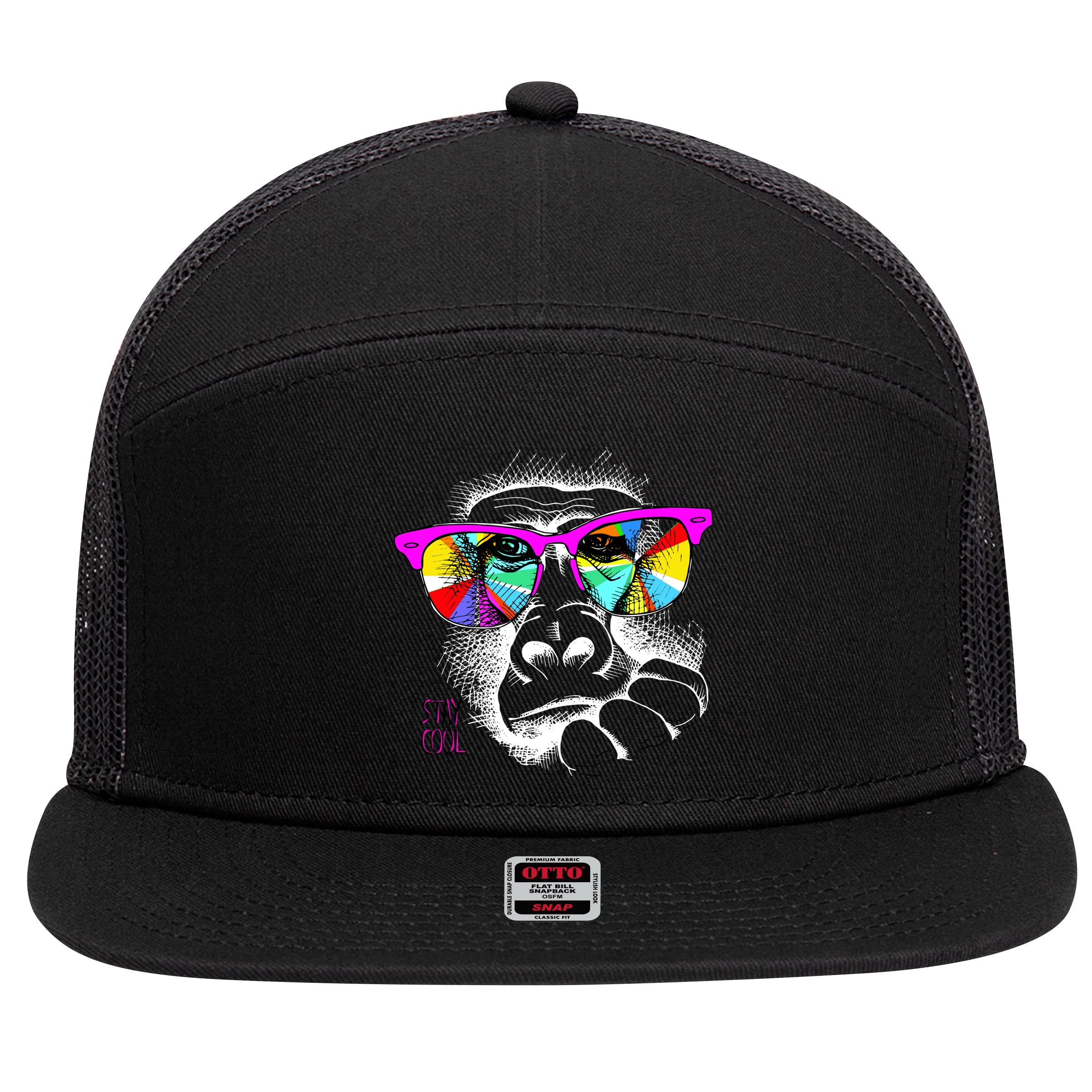 Cool Monkey 7 Panel Mesh Trucker Snapback Hat