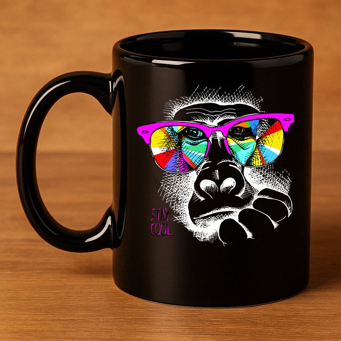 Cool Monkey 11oz C Handle Ceramic Mug