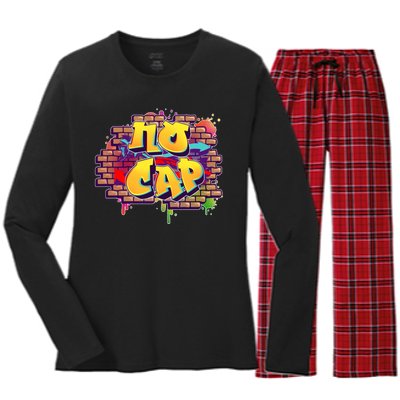 Cool No Cap Wall Graffiti  Women's Long Sleeve Flannel Pajama Set 