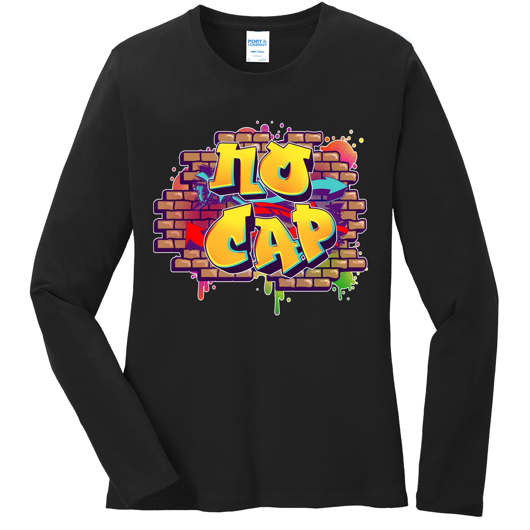 Cool No Cap Wall Graffiti  Ladies Long Sleeve Shirt