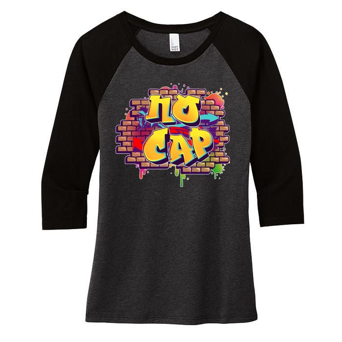 Cool No Cap Wall Graffiti  Women's Tri-Blend 3/4-Sleeve Raglan Shirt