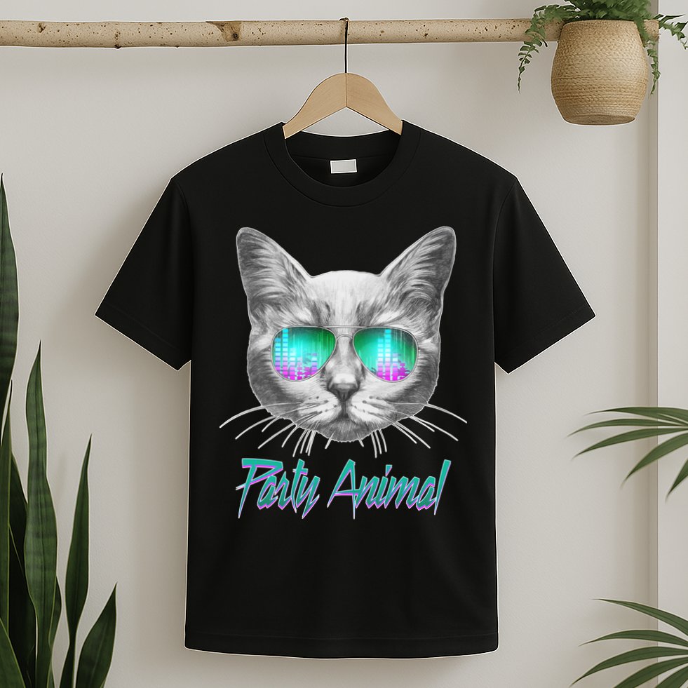 Cool Party Animal Cat T-Shirt
