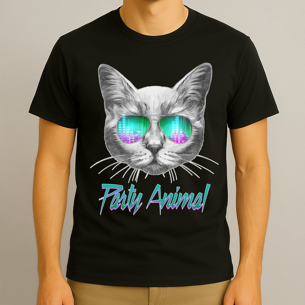 Cool Party Animal Cat T-Shirt