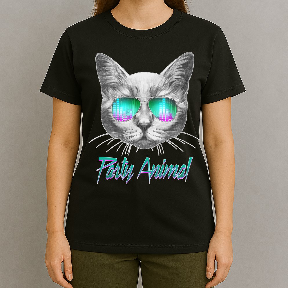 Cool Party Animal Cat T-Shirt