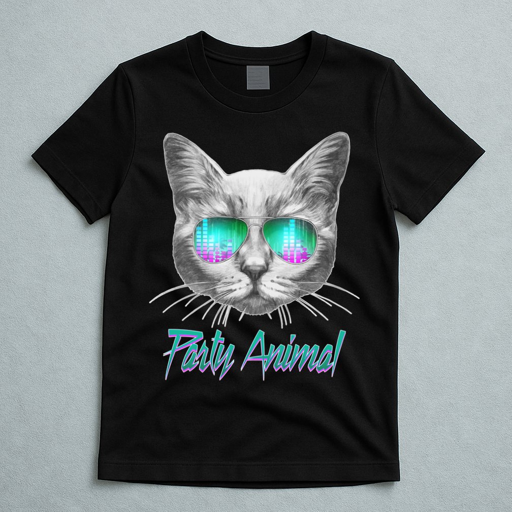 Cool Party Animal Cat T-Shirt