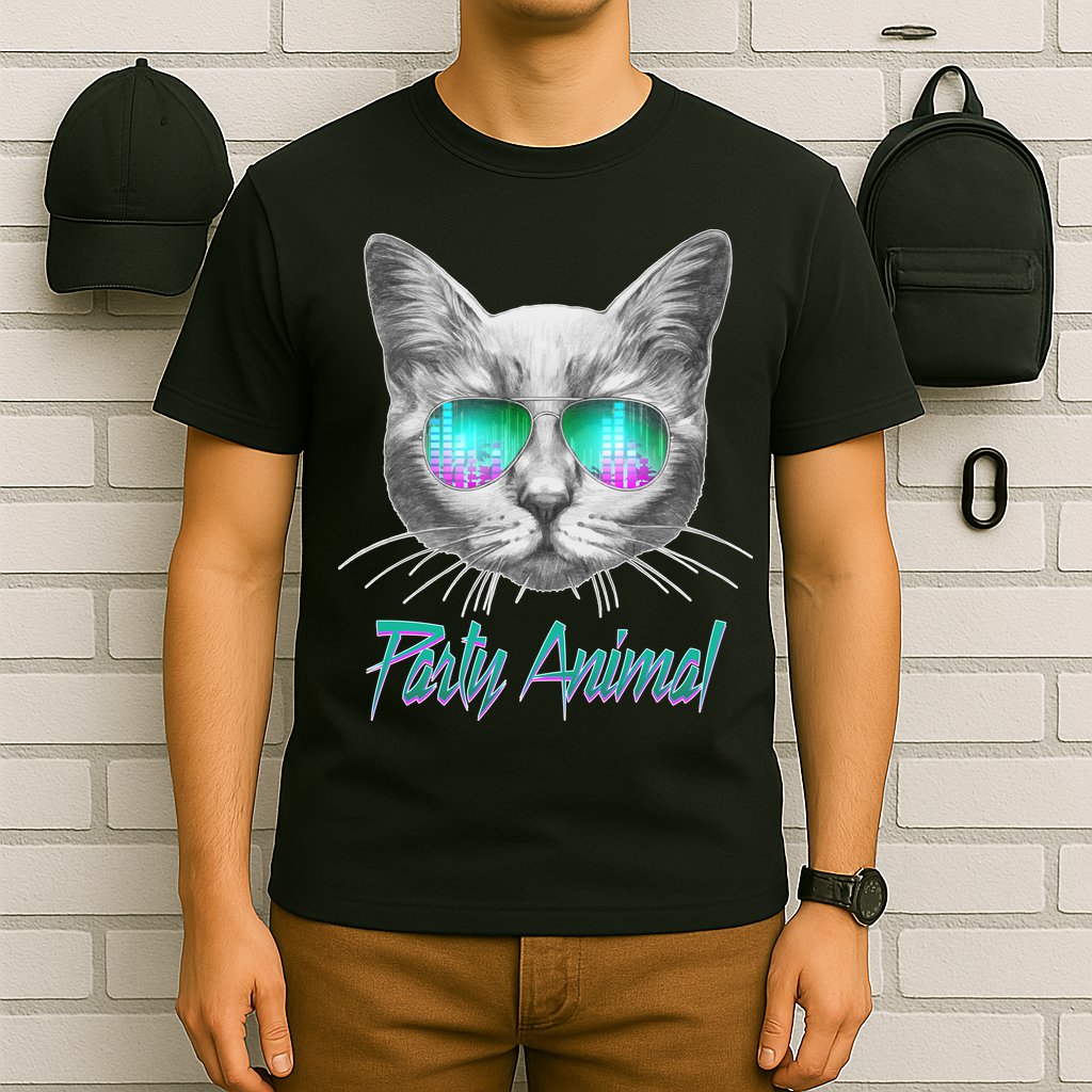 Cool Party Animal Cat T-Shirt