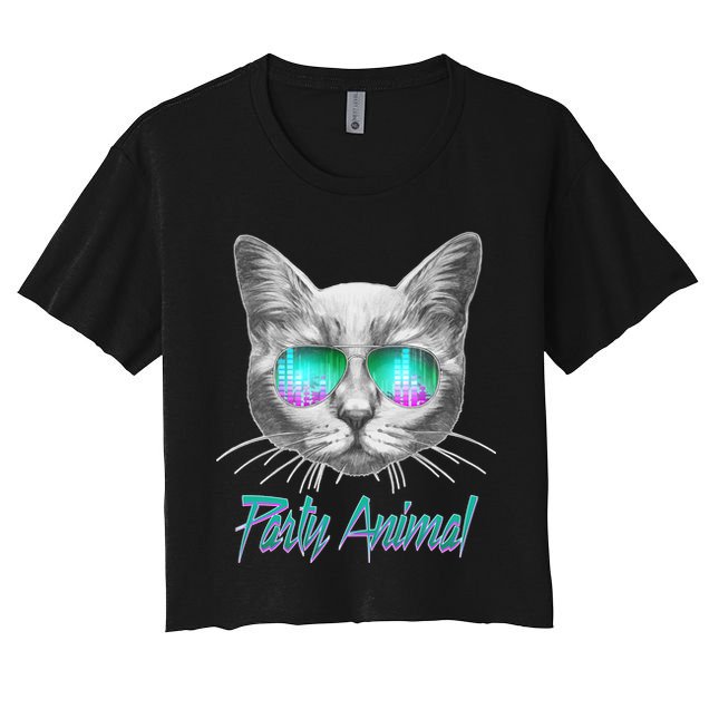 Cool Party Animal Cat Crop Top