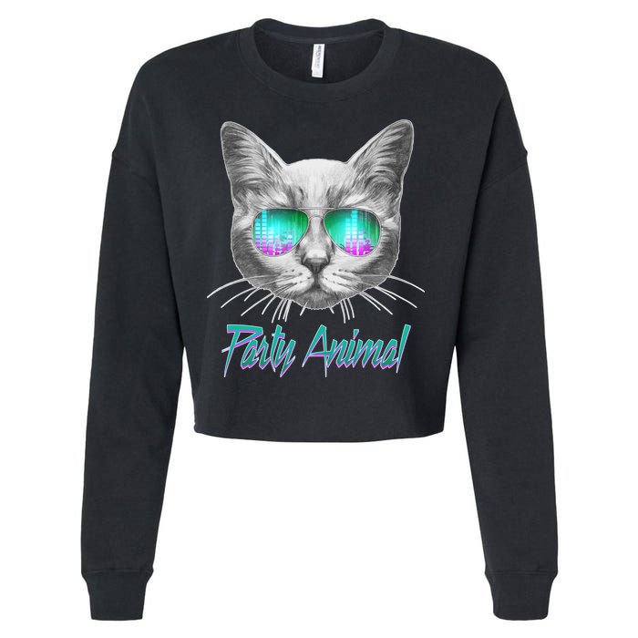 Cool Party Animal Cat Cropped Pullover Crew