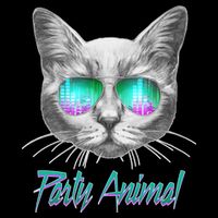 Cool Party Animal Cat Cropped Pullover Crew