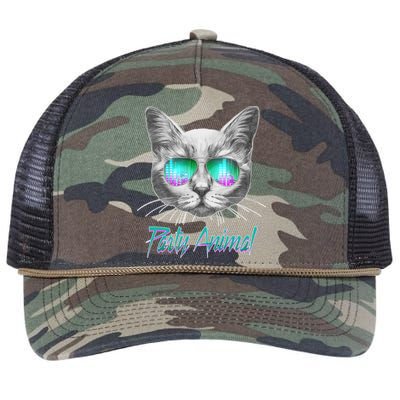 Cool Party Animal Cat Retro Rope Trucker Hat Cap