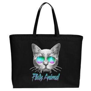 Cool Party Animal Cat Cotton Canvas Jumbo Tote