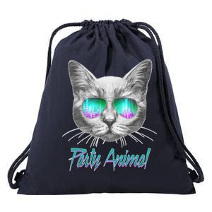 Cool Party Animal Cat Drawstring Bag