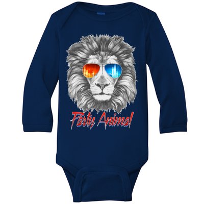 Cool Party Animal Lion Baby Long Sleeve Bodysuit