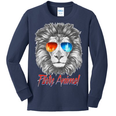 Cool Party Animal Lion Kids Long Sleeve Shirt