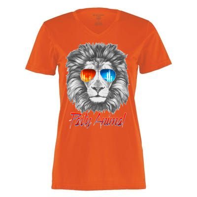 Cool Party Animal Lion Women's Momentum V-Neck T-Shirt