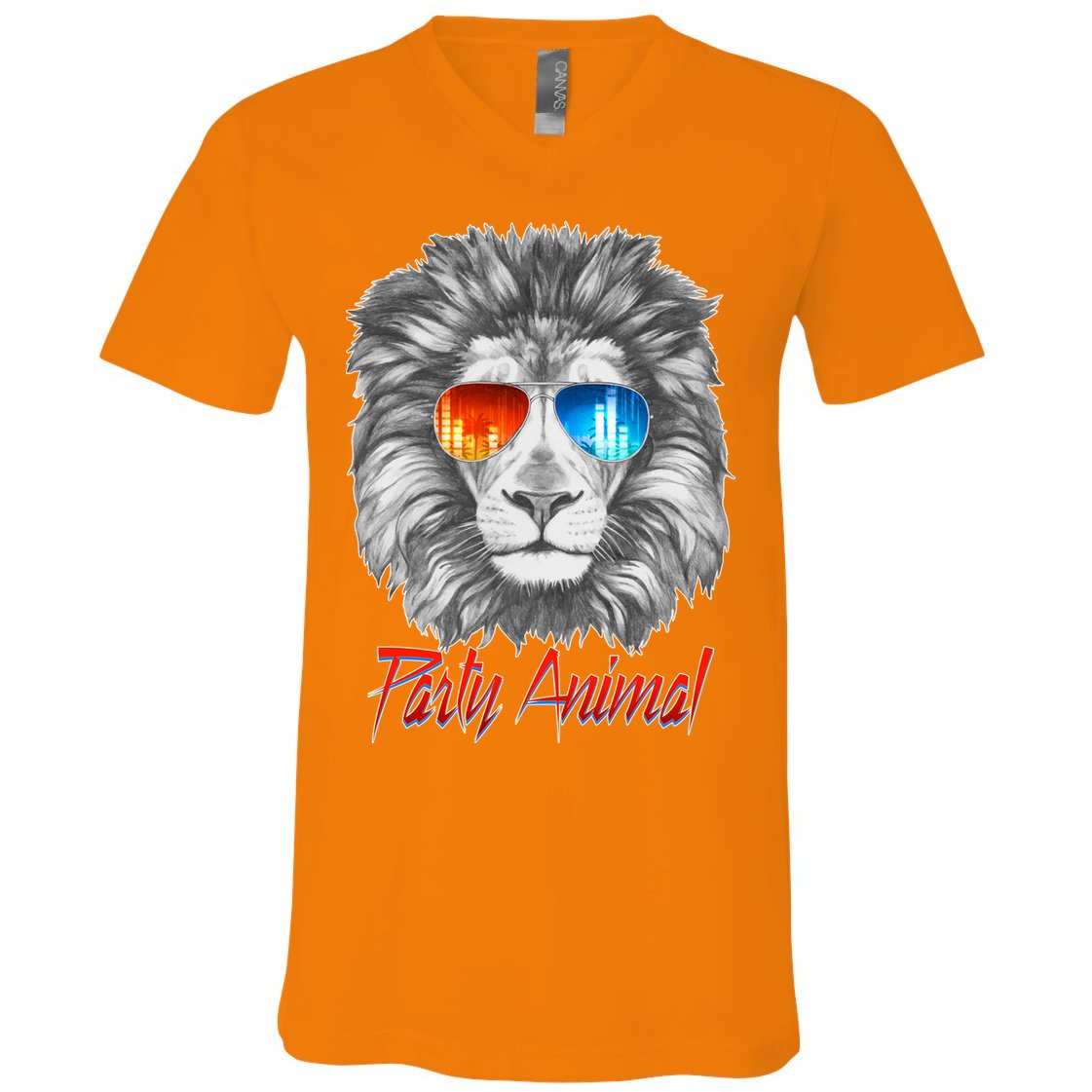 Cool Party Animal Lion V-Neck T-Shirt
