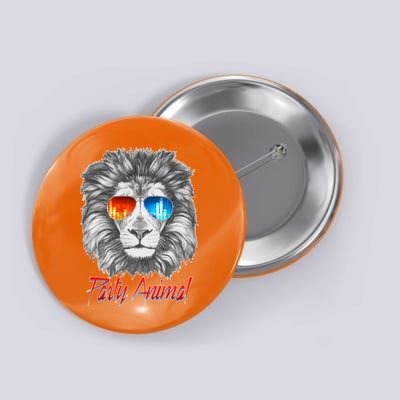 Cool Party Animal Lion Button