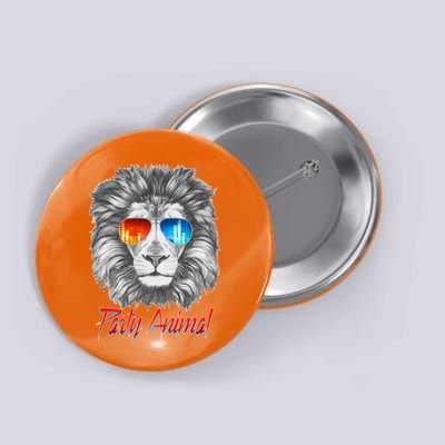 Cool Party Animal Lion Button