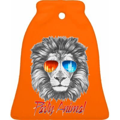 Cool Party Animal Lion Ceramic Bell Ornament