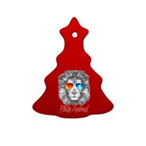 Cool Party Animal Lion Ceramic Tree Ornament