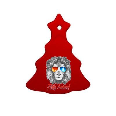 Cool Party Animal Lion Ceramic Tree Ornament