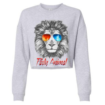 Cool Party Animal Lion Cropped Pullover Crew