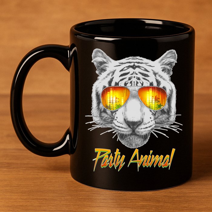 Cool Party Animal Tiger 11oz C Handle Ceramic Mug