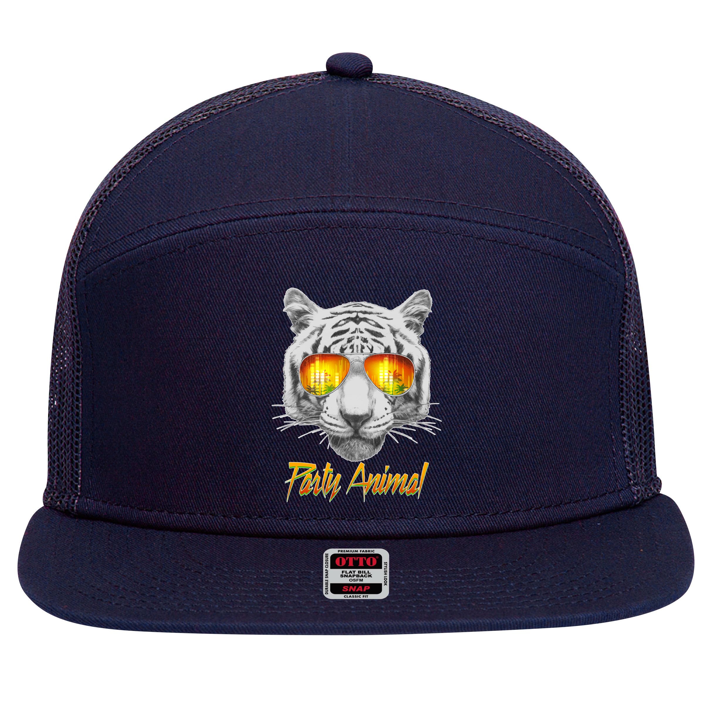 Cool Party Animal Tiger 7 Panel Mesh Trucker Snapback Hat