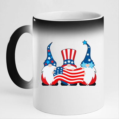 Cool Patriotic USA American Gnomes 11oz Black Color Changing Mug