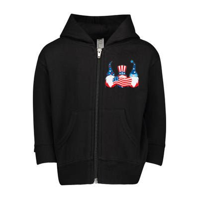 Cool Patriotic USA American Gnomes Toddler Zip Fleece Hoodie