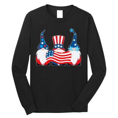 Cool Patriotic USA American Gnomes Long Sleeve Shirt