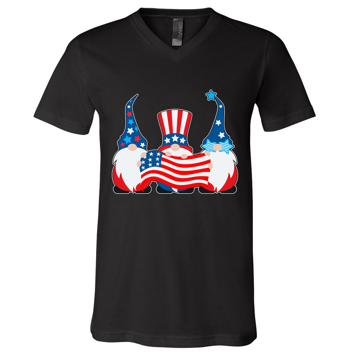 Cool Patriotic USA American Gnomes V-Neck T-Shirt