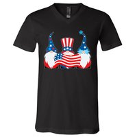 Cool Patriotic USA American Gnomes V-Neck T-Shirt