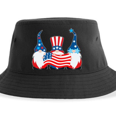 Cool Patriotic USA American Gnomes Sustainable Bucket Hat