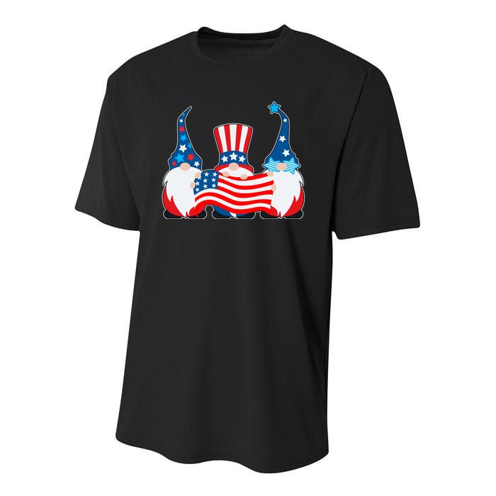 Cool Patriotic USA American Gnomes Youth Performance Sprint T-Shirt