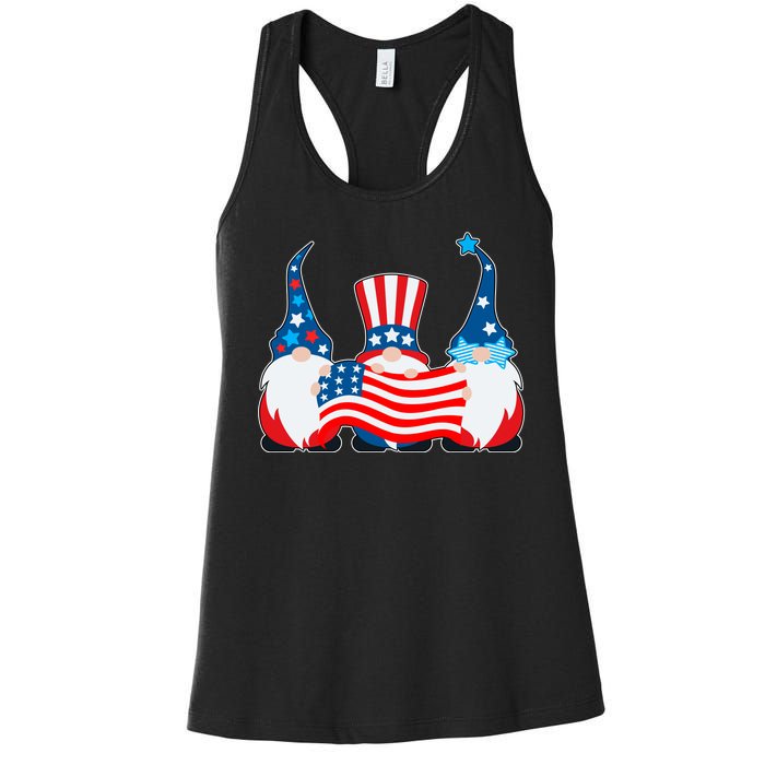 Cool Patriotic USA American Gnomes Women's Racerback Tank