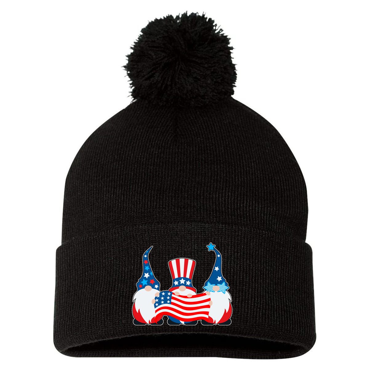 Cool Patriotic USA American Gnomes Pom Pom 12in Knit Beanie
