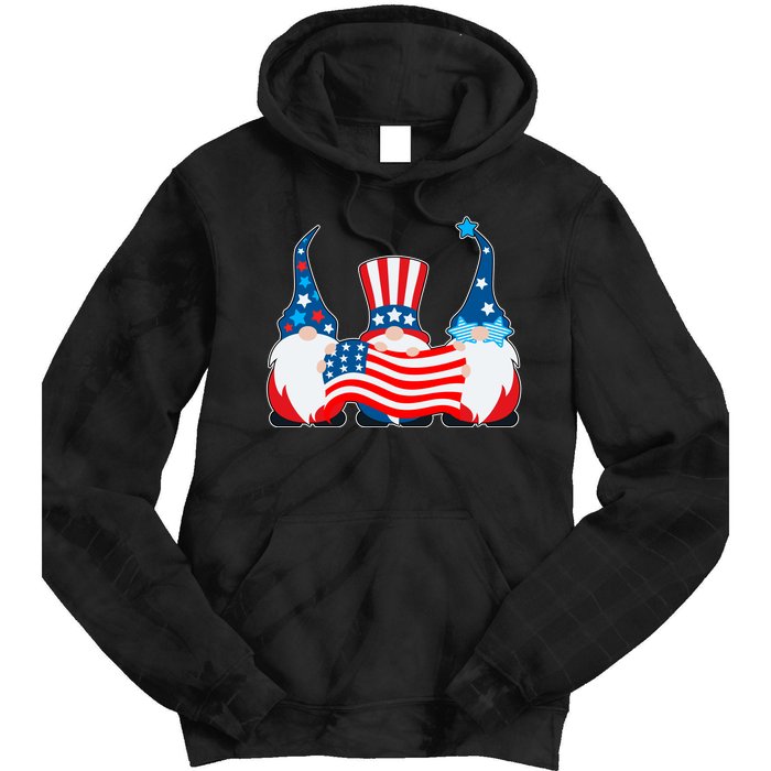 Cool Patriotic USA American Gnomes Tie Dye Hoodie