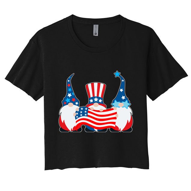 Cool Patriotic USA American Gnomes Crop Top