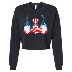 Cool Patriotic USA American Gnomes Cropped Pullover Crew